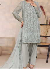 OLIVE WISPER – Embroidered Chiffon Unstitched 3PC Suit.