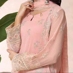 PEACH PETAL – Embroidered Chiffon Unstitched 3PC Suit.