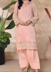 PEACH PETAL – Embroidered Chiffon Unstitched 3PC Suit.