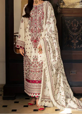 Grace Z-(W801) - Stitched Embroidered 3pc Marina Dress With Embroidered Marina Shawl.