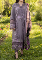 Grace W920-Embroidered 3pc CHIKANKARI Marina Dress With Printed Shawl.