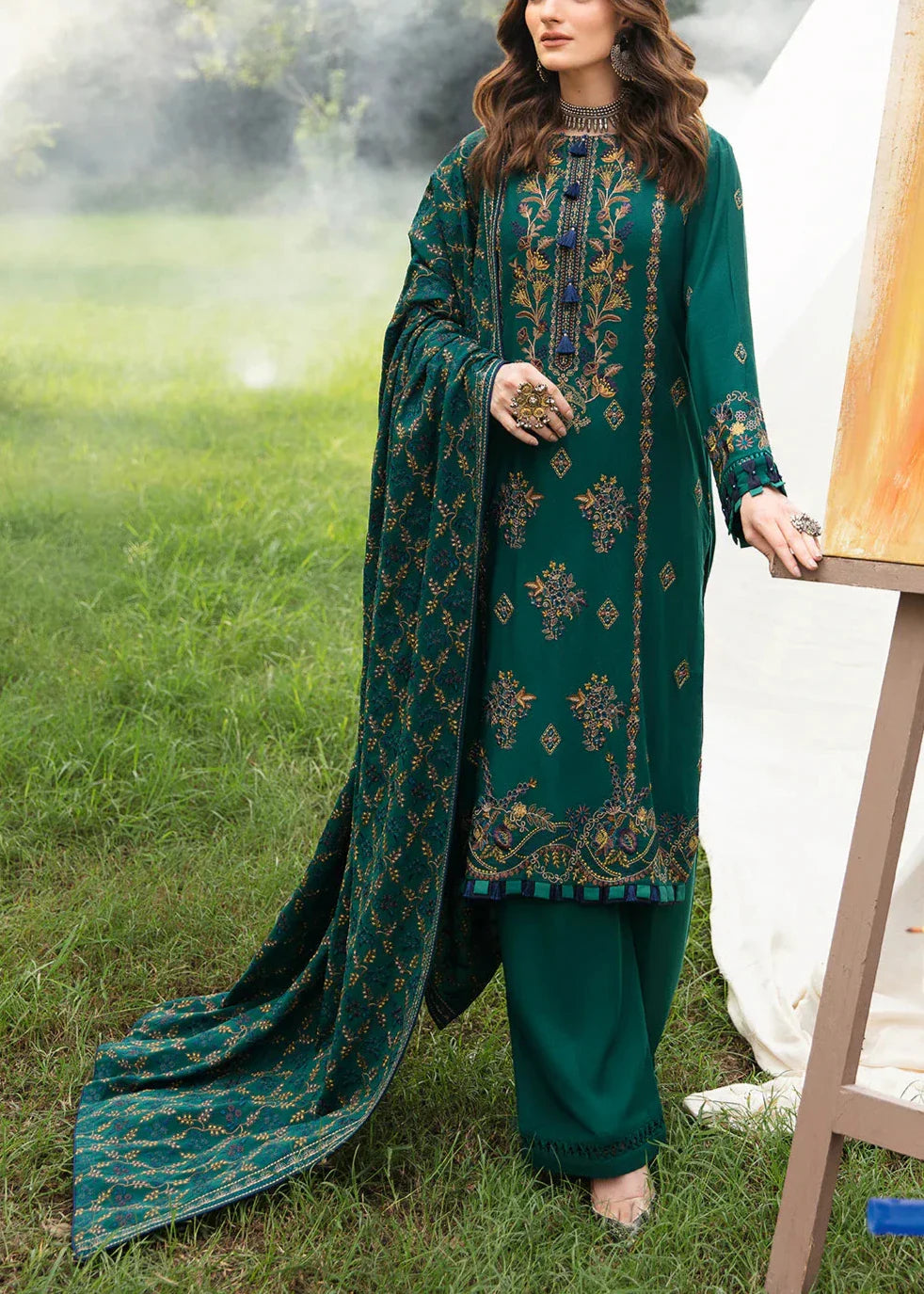 marina dress design Fall winter collection 3 piece unstitched marina embroidered dress Cash on delivery in Pakistan Dm for ordering and whtsapp now:0322-7739376
