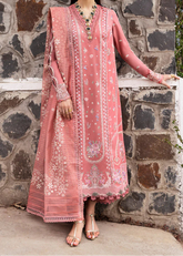 Grace S1307-Embroidered 3pc Lawn Dress With Printed voile Dupatta.