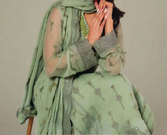 CADET GRAY– Embroidered Chiffon Unstitched 3Pc Suit.