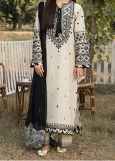 Grace S1222-Embroidered 3pc Lawn Dress With Embroidered Chiffon Dupatta.
