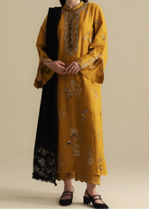 Grace W845-Embroidered 3pc Marina Dress With Printed Shawl.