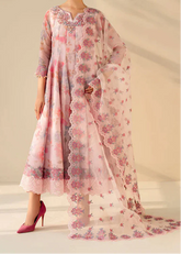 Grace S1335 - Printed & Embroidered 3pc Lawn Dress With Embroidered Chiffon Dupatta.