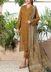 Grace W658-Embroidered 3pc Chickan khaddar Dress With Printed shawl.
