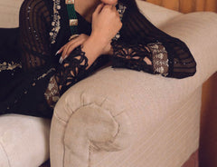 COLD BLACK– Embroidered Chiffon Unstitched 3Pc Suit.