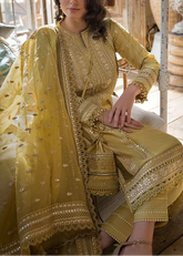 Grace S1131-Embroidered 3pc Lawn Dress With Embroidered Organza Dupatta.