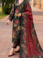 Grace W802 - Digital Printed 3pc Karandi Dress With Digital Printed Karandi Shawl.