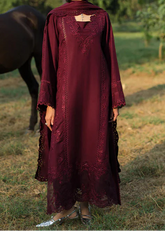 Grace S1338-Embroidered 3pc Lawn Dress With Embroidered Chiffon Dupatta.
