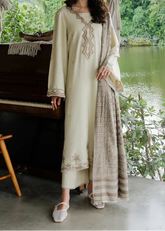 Grace S1323-Embroidered 3pc Lawn Dress With Printed Lawn Dupatta.
