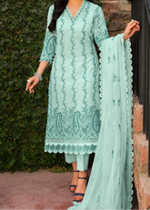 Grace S1517 - Embroidered 3pc Lawn Dress With Embroidered Chiffon Dupatta.
