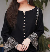 Grace Z-(W679) - Stitched Embroidered 2pc Linen dress