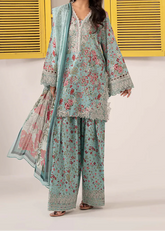 Grace S1367 - Printed & Embroidered 3pc Lawn Dress With Embroidered Sequence Chiffon Dupatta.