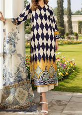 Grace W280- Printed 3pc soft crepe dress With Printed organza dupatta.