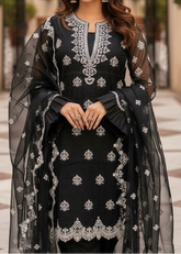 Grace W548-Embroidered 3pc organza dress with Embroidered organza duppata.