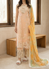 Grace S1238-Embroidered 3pc CHIKANKARI Lawn Dress With Printed Munar Dupatta.