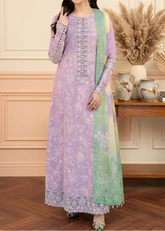 Grace Z-(S1163) - Stitched Embroidered 3pc Lawn Dress With Printed Munar Dupatta.