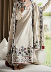 Grace Z-(W919) - Stitched Embroidered 3pc Marina Dress With Embroidered Marina Shawl.