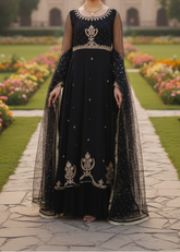 Grace W278-Embroidered 3pc organza dress with Net duppata.