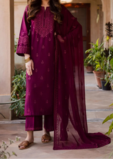 Grace S1514 - Embroidered 3pc Lawn Dress With Embroidered Chiffon Dupatta.