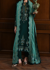 Grace W771 - Embroidered 3pc Marina Dress With Printed Shawl.