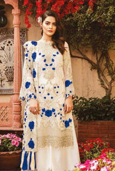 Grace W18- Embroidered 3pc Linen dress with Organza embroidered upper shirt & dupatta.