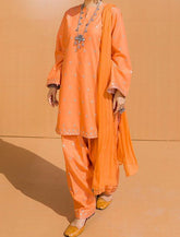 Grace S273- Embroidered 3pc silk dress with embroidered organza dupatta.