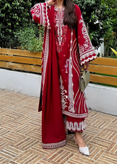 Grace W932-Embroidered 3pc Marina Dress With Embroidered Marina Shawl.