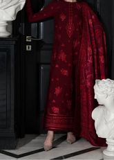 Grace W896-Embroidered 3pc Marina Dress With Printed Shawl.