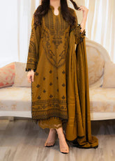 Grace Z-(W757 ) - Stitched Embroidered 3pc Marina Dress With Embroidered Marina Shawl.