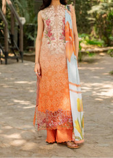 Grace S1365 - Printed & Embroidered 3pc Lawn Dress With Embroidered Sequence Chiffon Dupatta.