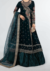 Grace W913-Embroidered 3pc Velvet Dress Dress With Embroidered Organza Dupatta.