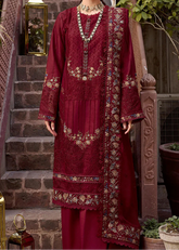 Grace W971-Embroidered 3pc Marina Dress With Printed Shawl.