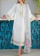 Grace S1151-Embroidered 3pc Lawn Dress With Embroidered Organza Dupatta.