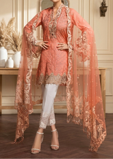 Grace S1246-Embroidered 3pc CHIKANKARI Lawn Dress With Embroidered Organza Dupatta.