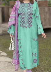 Grace S1326-Embroidered 3pc Lawn Dress With Printed Lawn Dupatta.