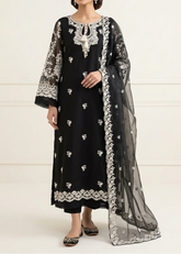 Grace S807-Embroidered 3pc organza dress with Embroidered organza duppata.