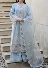 Grace S1150-Embroidered 3pc Lawn Dress With Embroidered Organza Dupatta.