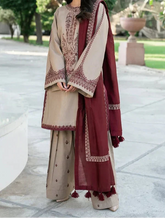Grace Z-(S1235) - Stitched Embroidered 3pc Lawn Dress With Printed Lawn Dupatta.