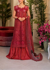 Grace S1112-Embroidered 3pc CHIKANKARI Lawn dress with Embroidered Munar Dupatta.