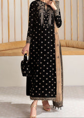 Grace W912-Embroidered 3pc Velvet Dress Dress With Embroidered Organza Dupatta.