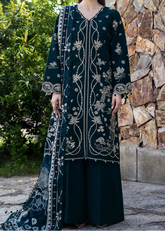 Grace W981-Embroidered 3pc Marina Dress With Printed Shawl.