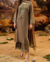Grace W401- Embroidered 3pc marina dress with Embroidered marina shawl.