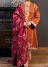 Grace W566-Embroidered 3pc marina dress with Printed shawl.