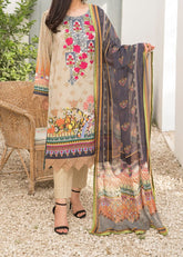 Grace S1087-Embroidered 3pc Lawn dress with Printed Chiffon Dupatta.