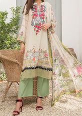 Grace S1093-Embroidered 3pc Lawn dress with Printed Chiffon Dupatta.