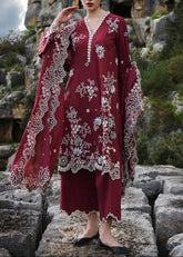 Grace S1201-Embroidered 3pc Lawn Dress With Embroidered Net Dupatta.